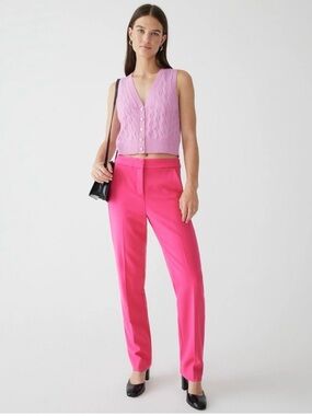 J. Crew Kate Hot Pink Pants Linen Blend  Trousers Straight Leg NWT 4P
